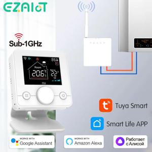 보일러 WiFi 프로그래밍 가능 실내 난방 온도 리모컨 음성 Google용 Tuya 스마트 무선 온도 조절기 및 수신기