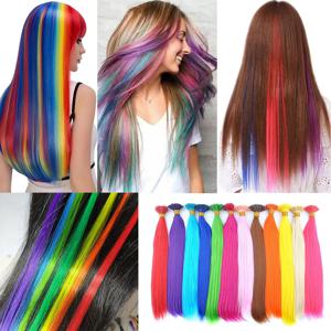 여성용 합성 컬러 I-Tip 깃털 헤어 Extensions10-50Strands/팩, 고온 섬유 가발 액세서리, 단색 헤어
