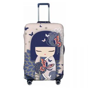 Kokeshi 인형 벚꽃 수하물 커버 보호대 패션 일본 기모노 게이샤 소녀 여행 가방 커버 18-32 인치