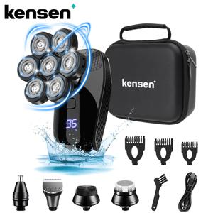 Kensen 5 In 1 전기 면도기 7D 플로팅 커터 헤드 남성용 충전식 면도기 키트 IPX6 방수 수염 트리머 헤드 면도기