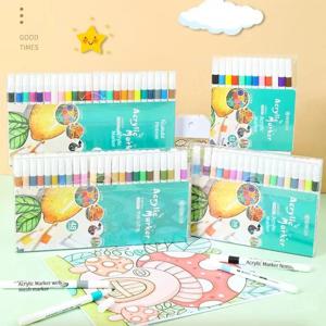 12/60 색상 어린이를위한 아크릴 마커 바위 그림 키트 어린이 돌 페인트 펜 세트 세라믹 유리 나무 DIY 공예 미술 용품