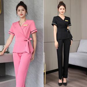 미용사 유니폼 여성 패션 피부 관리 귀 피커 호텔 발 목욕 기술자 S-3XL 여성을위한 마사지 작업복