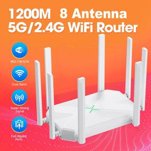 무선 라우터 인핸서 와이파이 리피터, 외부 2.4G 5G 전원 신호 부스터, 핫스팟 스무더, RJ45 WAN LAN 모뎀, 8 안테나, 1200M