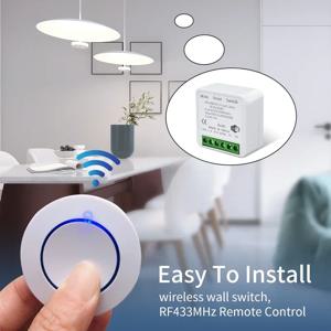 Tuya WiFi 스마트 스위치 16A RF433Mhz 무선 미니 라운드 푸시 버튼 스위치 Alexa Google Assistant 음성 제어 활성화