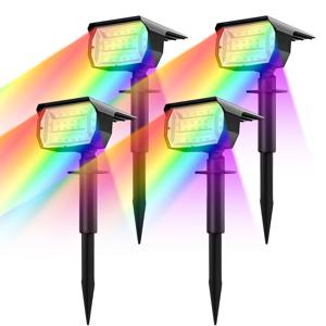 20LED RGB 태양광 조명 야외 풍경 스포트라이트 색상 변경 2 In 1 무선 방수 태양광 벽 램프 파티오 정원