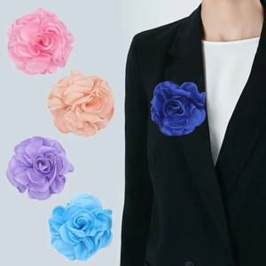 패션 원단 큰 장미 꽃 브로치 천 아트 수제 꽃 브로치 라펠 핀 배지 원피스, 세트 코르사주 웨딩 파티 쥬얼리