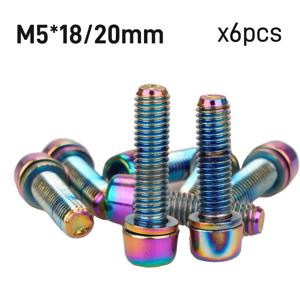 6pcs 자전거 줄기 나사 M5 * 18/20mm MTB 도로 자전거 줄기에 대 한 화려한 무지개 볼트 스레드 M6 * 30mm