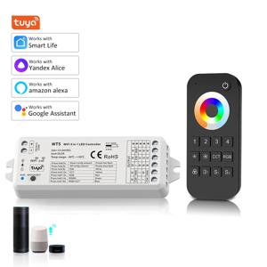 MJJC WT5 Tuya 스마트 라이프 LED 컨트롤러 12V 24V 5 in 1 RGBCCT LED 스트립 조명 컨트롤러 Alice Alexa Echo Google 홈과 함께 작동
