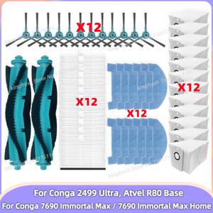 Conga 2499 Ultra Home Advanced / Titanium / X-Treme, 7690 Immortal Max / Max Home, Atvel R80 Base 진공청소기 교체 부품에 적합 - 롤러 브러시, HEPA 필터, 걸레, 먼지 봉투