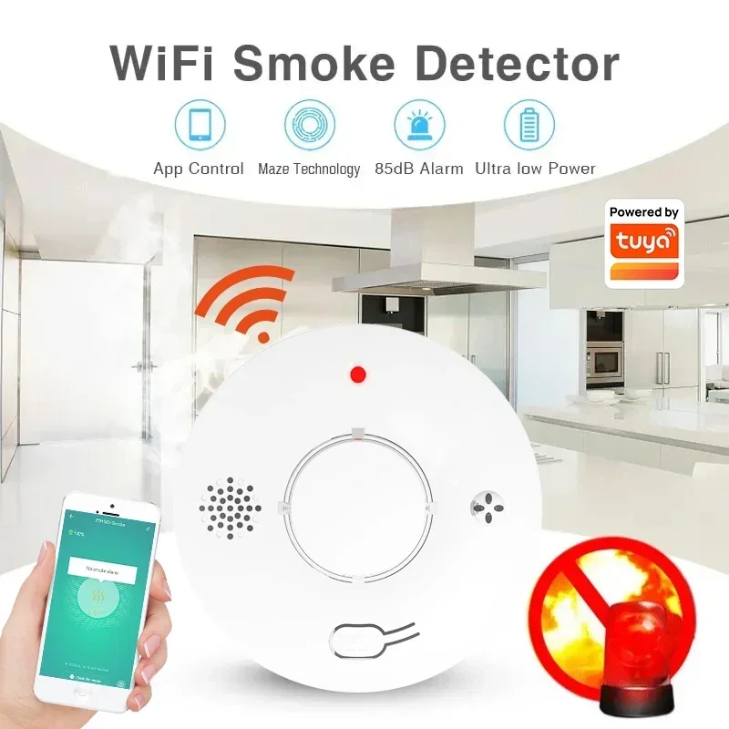 Tuya WiFi Zigbee 연기 경보 화재 예방 연기 감지기 훈제 장 조합 화재 경보 홈 보안 시스템 소방관