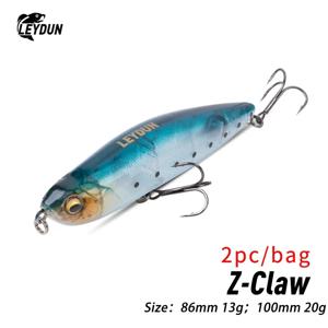 2pc Z-Claw 플로팅 연필 낚시 미끼 100mm 20g Stickbait Topwater 표면 산책 개 하드 미끼 Wobblers For Bass Pike