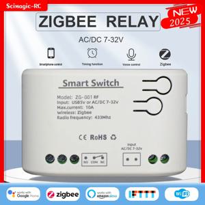 1CH Zigbee 스마트 차고 도어 오프너 원격 제어 자동화 스위치 릴레이 AC DC 7-32V 85-250V Tuya Smartlife APP 모터 모듈