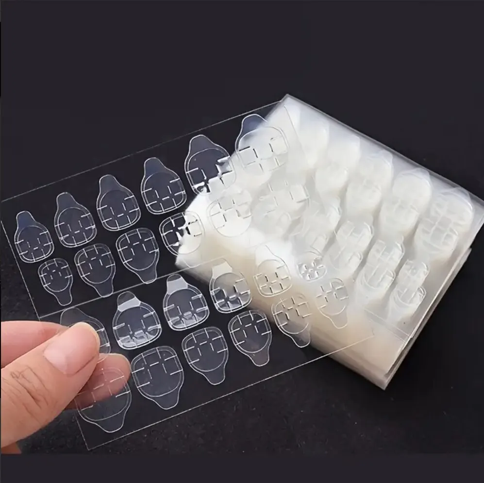 240/480 PCS 프레스 온 네일 팁용 강력 접착 접착제 테이프 - 인조 손톱용 양면 접착 필름 - 투명