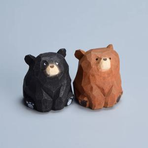 나무 곰 미니어처 북극곰 공예 장식품 귀여운 미니 단단한 나무 조각 된 곰 인형 Tabel 장식 어린이 선물