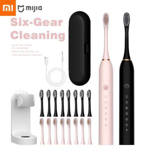 Xiaomi 6 Gear 강력한 소닉 전동 칫솔 USB 방수 스마트 충전식 칫솔 세척 가능 8 브러시 헤드 화이트닝