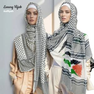 11 색 이슬람 Keffiyeh Hijab 쉬폰 인쇄 목도리 kufiyya 사우디 패션 레이디 소프트 Headwraps 기하학 스타일 아랍 kaffiyeh 스카프