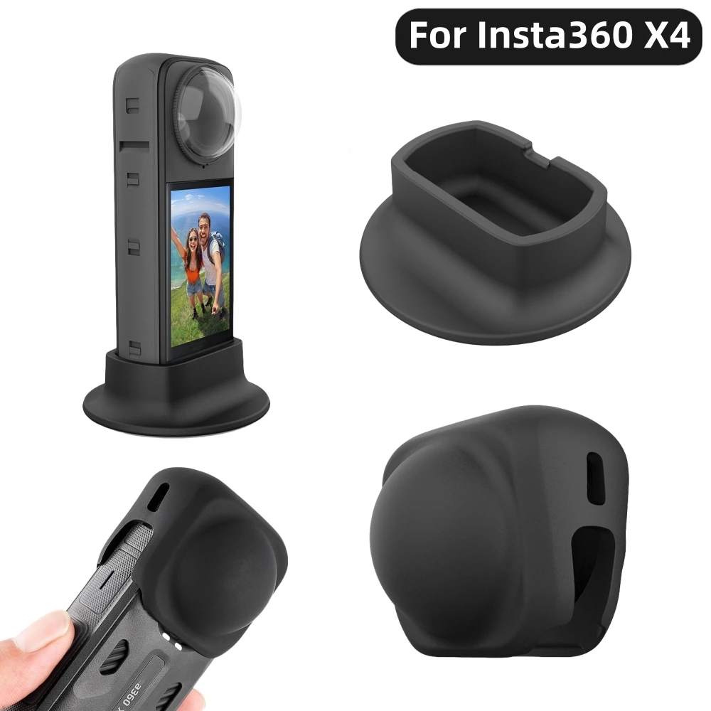 실리콘 데스크탑 베이스 거치대 렌즈 커버, 고정 데스크탑 스탠드 베이스, Insta360 X4 마운트 카메라 액세서리