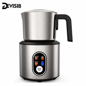 DEVISIB 4 인 1 자동 우유 거품기, 전기 인스턴트 매직 거품, 스테인레스 스틸 투수 식기 세척기, 냉온 안전, 350ml