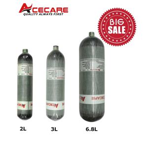 ACECARE 스쿠버 다이빙용 고압 탱크, 탄소 섬유 실린더, HPA 공기 병, M18 * 1.5, 4500Psi 300Bar, 30Mpa, 6.8L, 3L, 2L