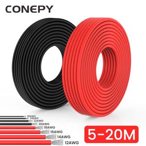 CONEPY 슈퍼 소프트 실리콘 케이블, 레드 블랙, 12, 14, 16, 18, 20, 22, 24, 30 AWG, 자동차 배터리용 내열성 전선