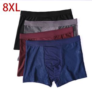 8XL 플러스 Banboo 섬유 남성 속옷 남성 복서 솔리드 팬티 반바지 남성 속옷 통기성 친밀한 남자 복서 4pcs