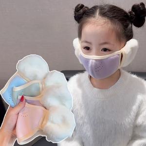 부드럽고 푹신한 아이 겨울 귀 머프, 3D 입체 방풍 방한 마스크, 따뜻한 봉제 솜털 양털 입 커버, 겨울 가을 신상