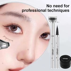 블랙/브라운 Dezone 낮은 속눈썹 스탬프 펜 방수 Sweatproof 한국 메이크업 화장품 자연스러워 보이는 속눈썹 3 In 1