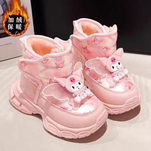 Kuromi 소녀 면화 부츠 Sanrios 겨울 새로운 애니메이션 Kawaii 만화 벨벳 방수 따뜻한 미끄럼 방지 두꺼운 짧은 부츠 유지