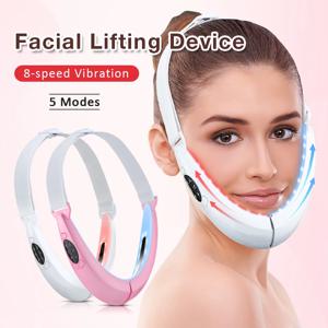 얼굴 V 리프팅 진동 마사지 LED 광자 치료 얼굴 리프팅 장치 이중 턱 V 얼굴 모양의 뺨 리프트 벨트 기계