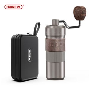 HiBREW 수동 커피 그라인더 알루미늄 원추형 버 용량 22g 핸드 커피 그라인더, 11 레벨 조절 가능 설정 부어 오버