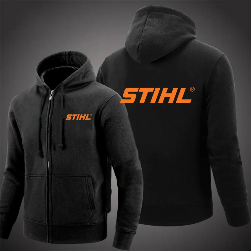 2024 남성용 신사복 전동 공구 티셔츠 Stihls 로고 프린트 까마귀 레저 스웨터 지퍼 후드 코트 지퍼 자켓 탑