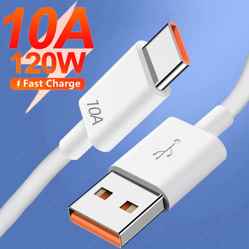 10A 120W USB 유형 C 케이블 Huawei Mate 40 Honor 용 고속 충전 와이어 Xiaomi Samsung 빠른 충전 USB C 전화 충전기 데이터 코드