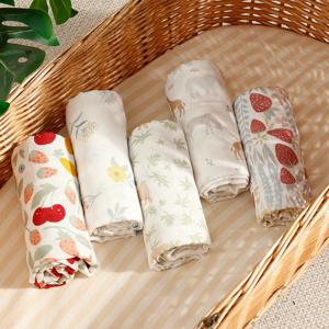 칸고베이비 # 나의 부드러운 삶 #   2025 새로운 대나무 면화 아기 모슬린 Swaddle 담요 통기성 신생아 랩 유아 목욕 타올 120x110cm