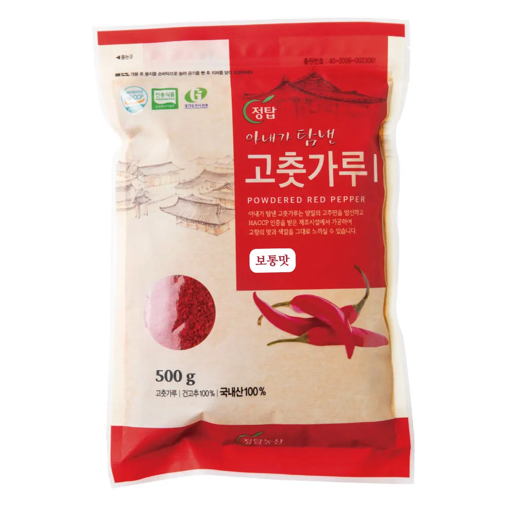 정탑농산 국내산 햇 굵은 고춧가루 500g 최다인증 김치용 소스용