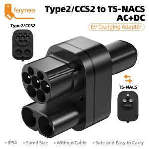 Tesla 모델 3/X/Y에 적합한 Tesla AC+DC 어댑터에 feyree CCS2 미국산 CCS2 콤보 어댑터 지원 CCS2 및 Type2 EV 충전기