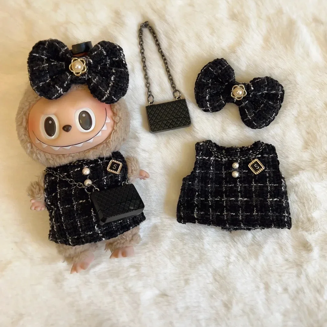 귀여운 Labubu 인형 의류 복장 액세서리 클래식 드레스 세트 17CM V2 미니 인형 의류 소녀 아이 선물 Labubu Ropa