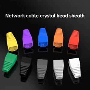 다채로운 CAT5E CAT6 RJ45 이더넷 네트워크 커넥터 플러그 커버 스트레인 릴리프 부츠 크리스탈 헤드 보호 케이블 슬리브 8P8C