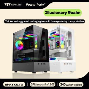 파워 트레인 Illusionary Realm 컴퓨터 케이스 M-ATX ITX Seaview 룸 측면 투명 데스크탑 섀시 지원 240 워터 쿨러