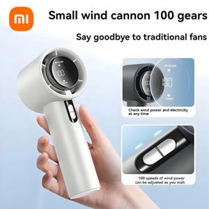 Xiaomi 100 속도 휴대용 팬 USB 충전 미니 야외 휴대용 폭력 터보 팬 홈 오피스를위한 얼음 감지 허리케인 대포