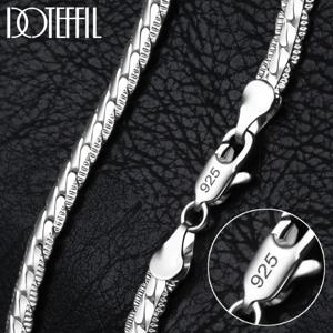 DOTEFFIL 925 스털링 실버 6mm 사이드 체인 여성을위한 16/18/20/22/24 인치 목걸이 남자 패션 웨딩 약혼 보석 선물