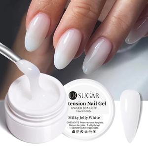 UR SUGAR 밀키 화이트 클리어 핑크 색상 15ml 젤리 익스텐션 네일 젤 광택제 흡수 UV LED 젤 바니시 매니큐어 팁 도구