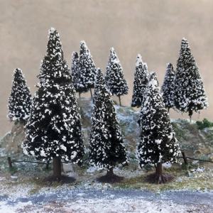 2pcs 침엽수 소나무 모델 트리 기본 Ceder WinterLandscape 기차 철도 Diy 레이아웃 풍경 디오라마 펀칭없이