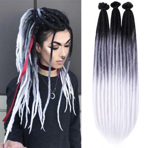DAIRESS 합성 Dreadlock 크로 셰 뜨개질 머리띠 얇은 긴 Dreads 수제 크로 셰 뜨개질 머리 레게 헤어 힙합 스타일 락 & 롤