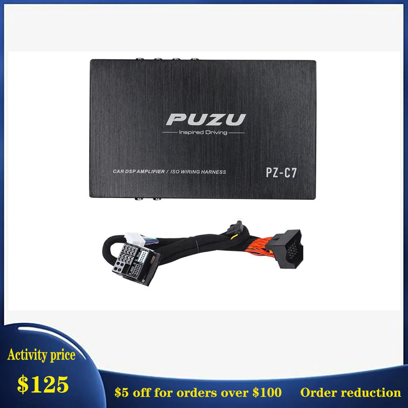 PUZU PZ-C7 배선 하네스 4X150W 자동차 DSP 증폭기 자동차 라디오 사운드 업그레이드 현대 폭스 바겐 용 디지털 오디오 신호 프로세서