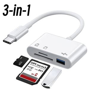 3 In 1 멀티 포트 허브 변환기 Type-c-USB C A OTG 어댑터 TF SD 마이크로 메모리 카드 리더기(삼성 Mi 안드로이드 노트북 2023용)