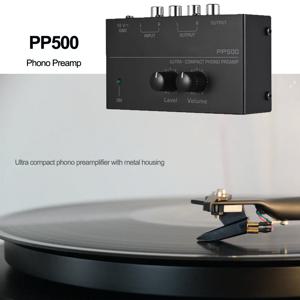 PP500 프리앰프 포노 프리앰프 레벨 볼륨 조절 기능이 있는 초소형 오디오 앰프 턴테이블 입력 RCA 출력 1/4'' TRS 출력