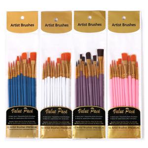 10 Pcs 풀 세트 나일론 헤어 아티스트 페인트 브러시 전문 오일 수채화 아크릴 그림 브러쉬 Diy 미술 용품 ​​학습