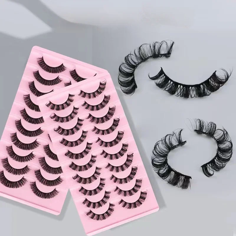 10 쌍 3D 밍크 속눈썹 러시아어 스트립 속눈썹 극적인 거짓 속눈썹 가짜 Cils 메이크업 도매 가짜 속눈썹 확장