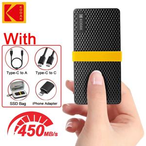 2024 새로운 KODAK 외장형 SSD 256GB 512GB 1TB 2TB 하드 드라이브 HD Externo USB3.1 Type-C 노트북 용 휴대용 SSD 스마트 폰 TV 선물