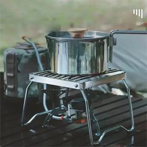 야외 스테인레스 스틸 스토브 홀더 캠핑 휴대용 접이식 미니 바베큐 랙 세트 냄비 홀더 베이킹 트레이 홀더